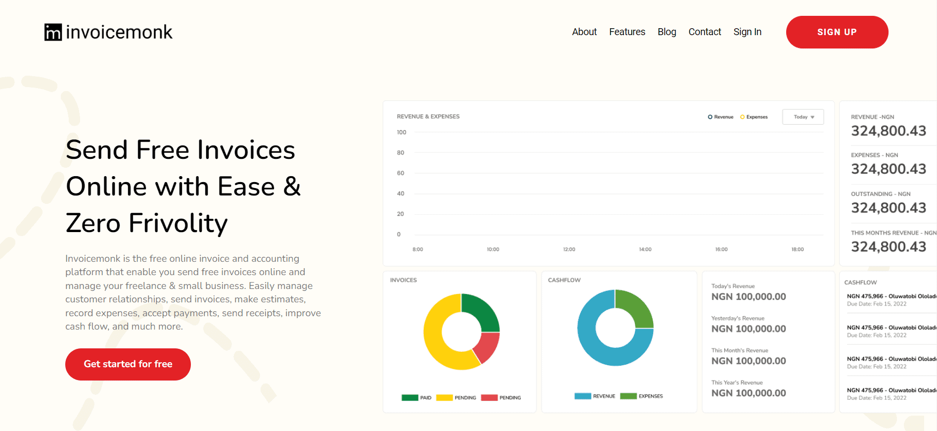 free online invoice - Invoicemonk on desktop screenshot